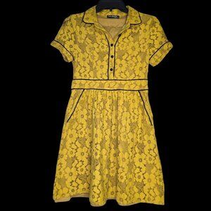 Vintage-Inspired Yellow Lace Dress | Fang Shang